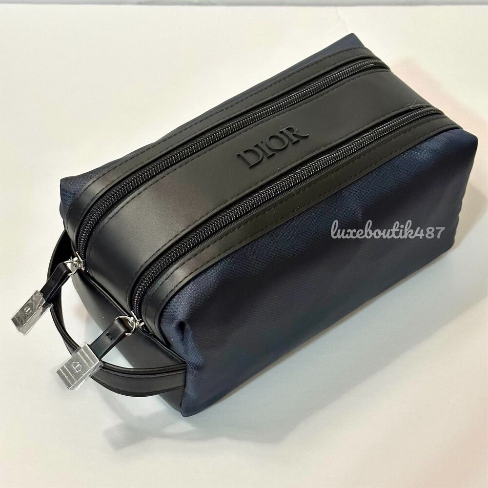DIOR navy blue toiletry pouch bag travel case NIB